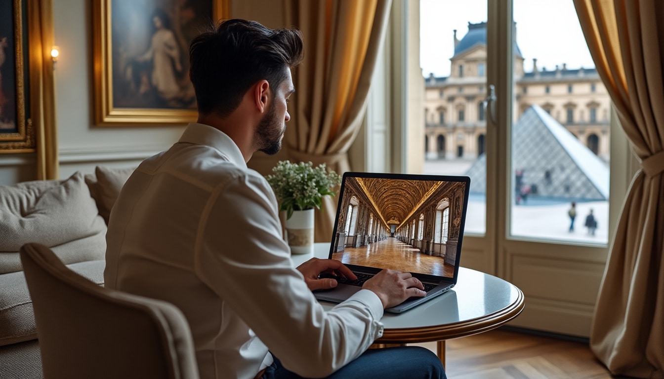 explorez les collections et les salles du musée du louvre grâce à une visite virtuelle en ligne, et découvrez ses œuvres emblématiques depuis chez vous.